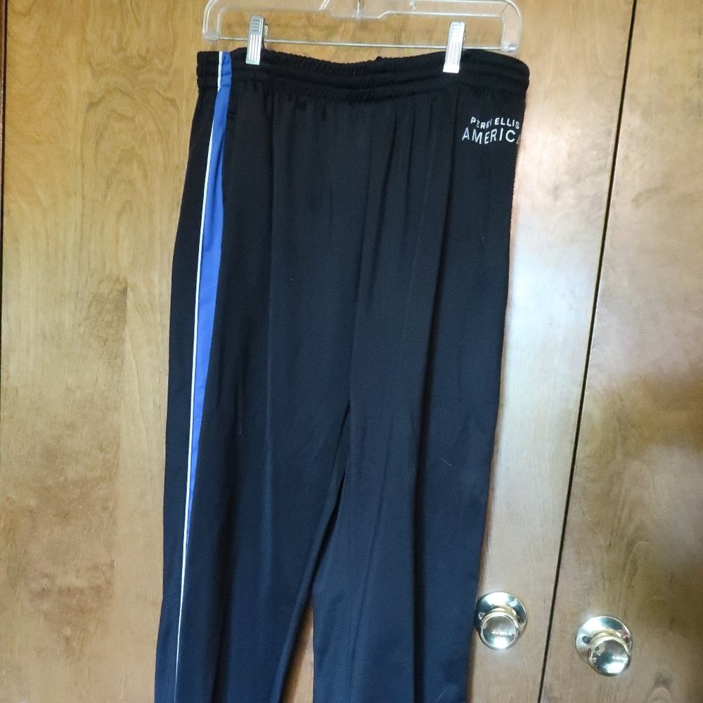 Perry Ellis Men's Black/Blue Stripe Atheltic Pants Size Large